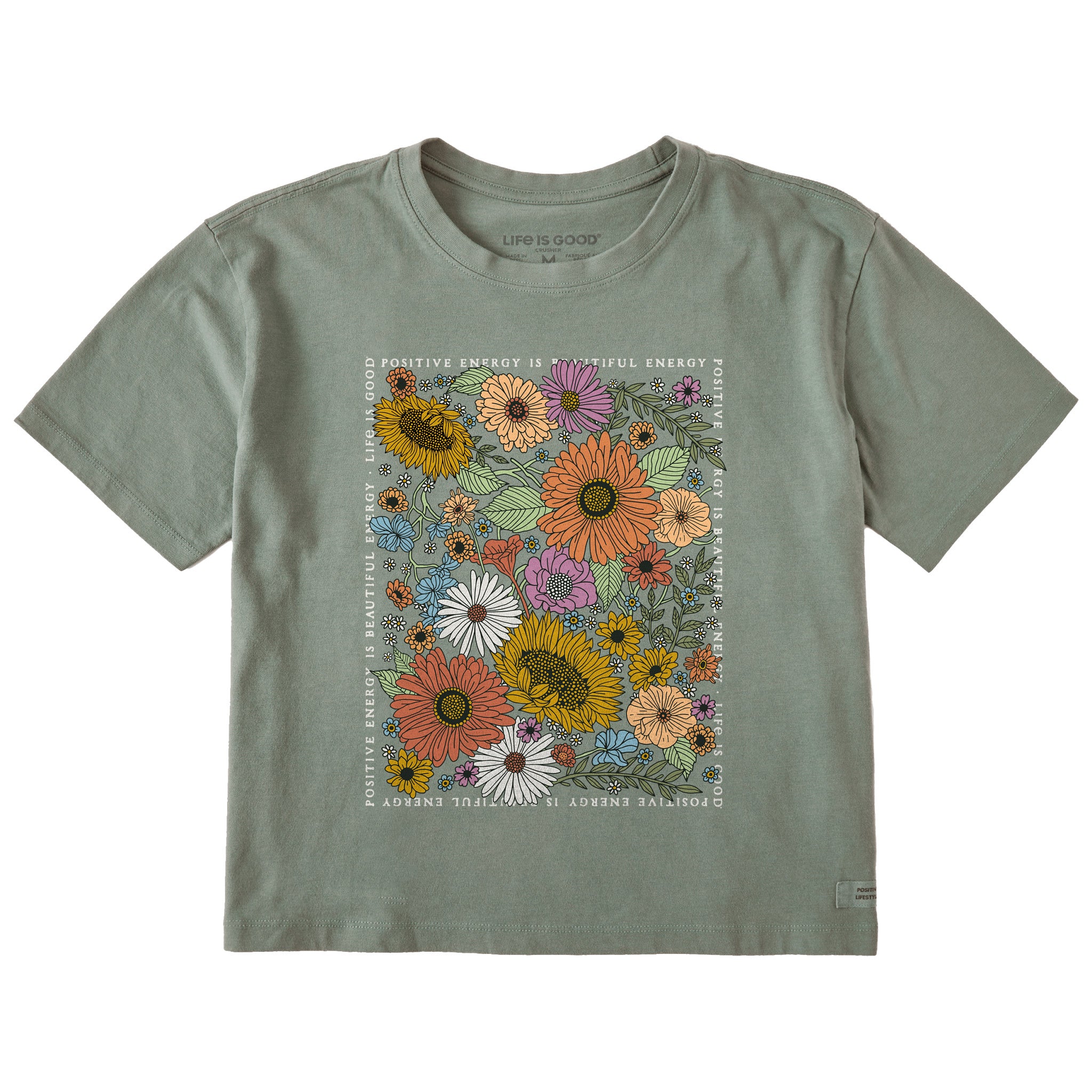 Women's Beautiful Energy Wildflowers Short Sleeve Crusher Boxy Tee